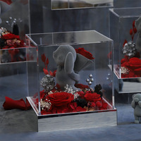 Tc Fluwelen Roos Teddybeer Ornament Voor Beste Huisdecoratie Geconserveerde Rozen Acryl Box Valentines Dag Cadeau