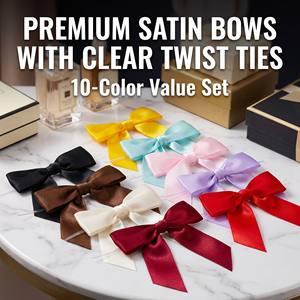 チャンユアン工場製 サテンリボン ツイストボウ付き 既製花飾りリボン 8*8cm クリスマスキャンディ包装用 - Product Image 6