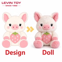 Peluche personnalisée, série cochon rose mignon, animaux en peluche doux avec appliques de fruits, fabricant OEM pour cadeaux d'enfants, faible MOQ
