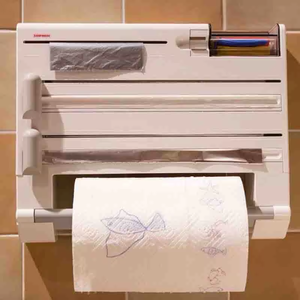 MIXWARES Kitchen Wall Mount Storage Rack Box <strong>Cling</strong> <strong>Film</strong> Aluminum <strong>Foil</strong> <strong>Dispenser</strong> With Slide Cutter Paper Roll Wrap Organizer - Product Image 3