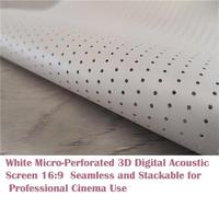 Écran de projection numérique 3D micro-perforé en PVC blanc 16:9 pour usage professionnel en cinéma, acoustiquement transparent, transmission du son