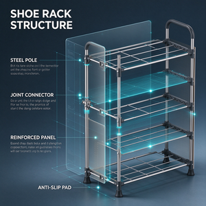 Zapatero portátil de varios niveles con estructura estable para almacenamiento de zapatos en dormitorios y apartamentos. - Product Image 5