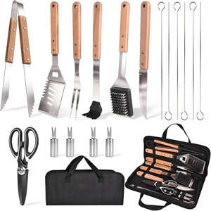 Accesorios para Parrilla de Barbacoa, Cepillo de Acero Inoxidable, Utensilios para Barbacoa al Aire Libre, Juego de Herramientas para Barbacoa, Juego de Herramientas para Camping con Bolsa de Transporte - Product Image 1