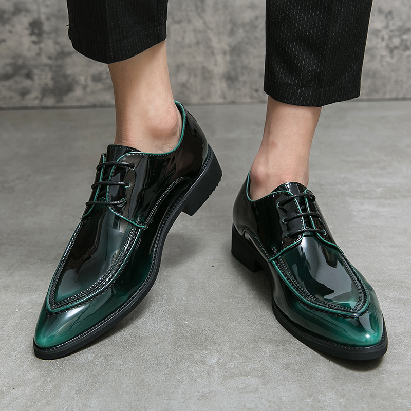 Patent Leather Emerald Green Dress Shoes For Men Mattias Croc-Embossed  Leather Oxford Shoes By Giovanni
