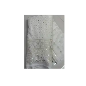 Ihracat kalite viskon Lucknowi 9/3mm dizisi nakış iş elbise kumaş hint tedarikçiden toptan fiyata