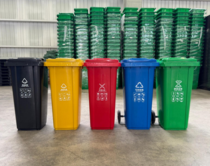 Poubelle en <span class=keywords><strong>plastique</strong></span> de <span class=keywords><strong>120</strong></span> L avec roues et couvercle, bac à déchets extérieur, poubelle à roulettes pour la collecte des déchets commerciaux - Product Image 2