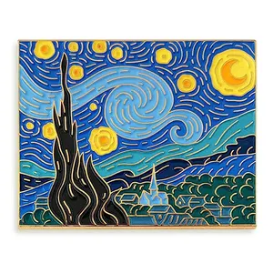 Kustomisasi lukisan minyak pin seni kreatif romantis dekoratif kartun seni bros artis lencana logam Van Gogh Enamel