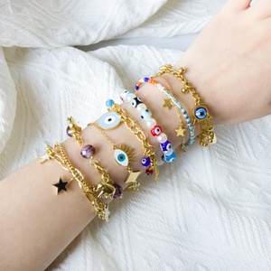 Pulsera de circón personalizada, joyería de moda para mujer, ajustable de acero inoxidable, ajustable, chapado en oro de 18 quilates, brazalete de ojo de Palma <span class=keywords><strong>Evel</strong></span> - Product Image 1