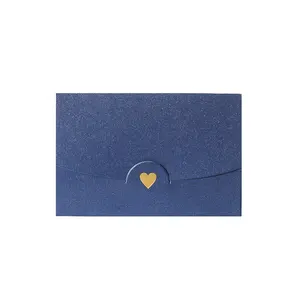 Großhandel blau einladung umschlag-Mode-Design Navy Blau Kraft Perle Papier Geschenk Einladung Umschlag