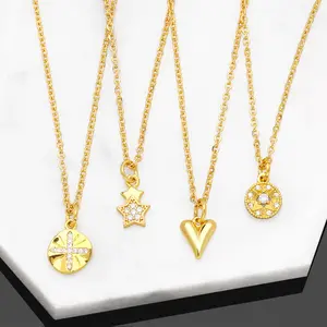 Мини медь Циркон Подвеска в виде креста для женщин покрытые золотом с подвеской в форме сердца, фианиты, кристаллы, небольшой Ювелирное Украшение, для вечеринки, подарки