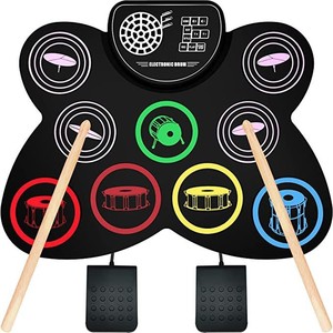 Cadeau de Noël : <span class=keywords><strong>Batterie</strong></span> électronique colorée avec haut-parleur intégré, <span class=keywords><strong>batterie</strong></span> au lithium, ensemble de tambours portables en silicone, <span class=keywords><strong>caisse</strong></span> <span class=keywords><strong>claire</strong></span> - Product Image 1