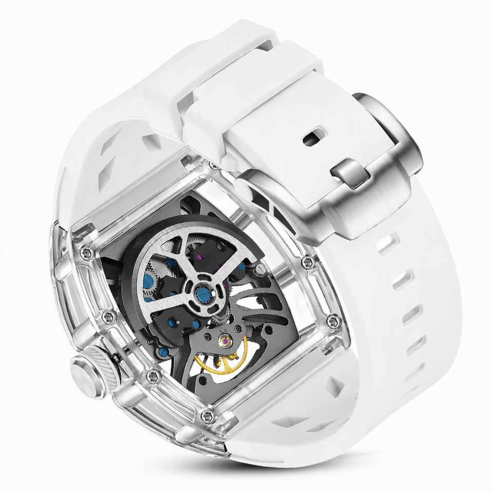 Mens Mechanical Watch Transparent case Openwork Tourbillon Luminous ...