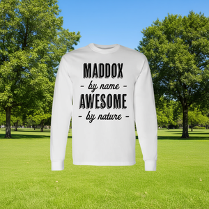Maddox By Name Awesome By Nature T-shirt à manches longues pour adultes, garçons et jeunes - Product Image 3