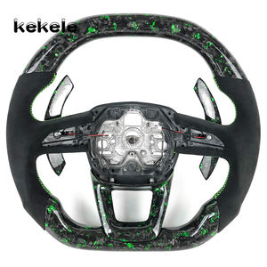Volant en fibre de carbone forgé vert personnalisé avec manettes de vitesse pour <span class=keywords><strong>Audi</strong></span> Q3 Q4 Q5 Q7 Q8 R6 R8 S3 S4 S5 RS3 <span class=keywords><strong>RS5</strong></span> - Product Image 1