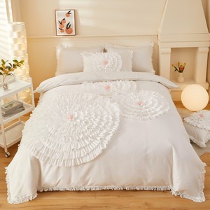 Parure de lit nordique à <span class=keywords><strong>fleurs</strong></span> en trois dimensions, <span class=keywords><strong>housse</strong></span> de <span class=keywords><strong>couette</strong></span> et taie d'oreiller - Product Image 6