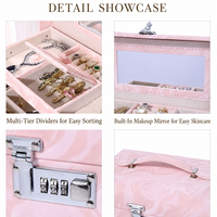 Organisateur de bijoux en cuir de style coréen à grande capacité, 3 tiroirs, imperméable, multifonctionnel, portable, étui pour collier et boucles d'oreilles en or