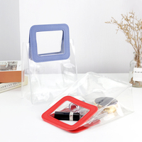 Sac de courses en PVC transparent avec poignées pour les voyages et l'extérieur, logo personnalisé, emballage cadeau, taille personnalisable