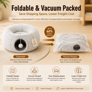 Cama Túnel para Gatos <span class=keywords><strong>2</strong></span> en 1, Plegable, de Felpa, con Juguete Interactivo, Lavable, para Interiores, Invierno - Product Image 4