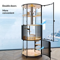 Villa panoramique moderne 360° pour chat, Sky City, en verre, rotative, de luxe, en métal, avec toilettes, extra-large, pour extérieur et intérieur