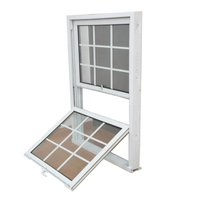 Jendela Geser Vertikal PVC Plastik YIDA Energy Star Double Pane Low E Single Hung dengan Louver dan Layar Magnetik Stainless Steel