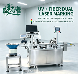 Machine d'inspection par marquage laser pour bouchons de bouteilles en plastique et en métal avec alimentation automatique, vérification du code QR et rejet des défauts - Product Image 1