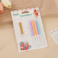 Bougies d'anniversaire numérotées 0-9 avec bougies spirales macaron et ensemble de décorations de gâteau à paillettes dorées pour fête d'anniversaire, vente en gros