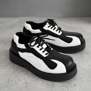 Mocassins Derby Vintage Noirs et Blancs pour Hommes – Chaussures de Bureau Respirantes à Semelles Épaisses Antidérapantes et Rehaussantes - Product Image 3
