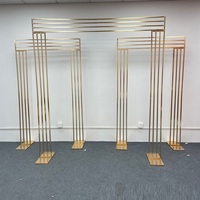 Or brillant arc de mariage carré écran étagère géométrique fleur porte support fête mariage fond décoration toile de fond arc