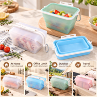 Sacs de conservation en silicone pliables réutilisables de qualité alimentaire, multifonctionnels, compatibles lave-vaisselle, sans BPA, étanches, grande capacité