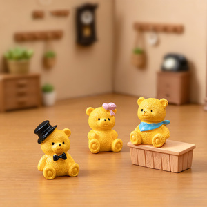 Ornements d'ours en résine peints à la main Kawaii, figurines miniatures d'ours en peluche pour <span class=keywords><strong>jardin</strong></span> féerique, décoration de bureau, cadeaux de fête, artisanat DIY - Product Image 1