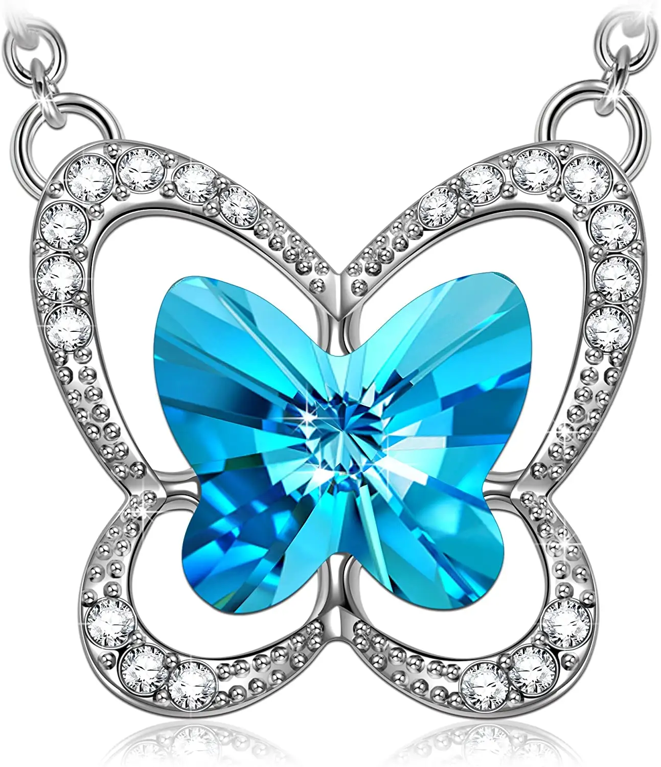 New Customized 925 Sterling Silver Zircon Austrian Elements Crystal Pendant Necklace Butterfly Clavicle Jewelry