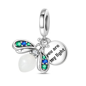Abalorio Colgante de <span class=keywords><strong>Plata</strong></span> de Ley <span class=keywords><strong>925</strong></span> con Diseño de Luciérnaga que Brilla en la Oscuridad, Estilo <span class=keywords><strong>Pandora</strong></span> - Product Image 4