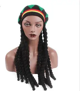 Hip Hop Cap Gebreide Pruik Gevlochten Hoed Mannelijke Jamaicaanse Beanie Winter Warm Mutsen