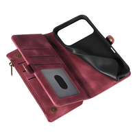 Dompet Kulit PU untuk iPhone 17 Pro, 9 Slot Kartu + Kantong Koin Ber-resleting, Penyangga, Pemblokir RFID, 360 °   Perlindungan
