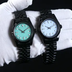 Minutetime นาฬิกาข้อมือ NH35แบบกำหนดโลโก้ได้เอง NH35Dial สีฟ้าน้ำแข็งนาฬิกาเหล็กกันน้ำ36มม./39มม. สีดำ