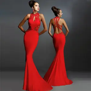 YQ948 Бесплатная доставка модное сексуальное элегантное кружевное длинное вечернее платье-годе без рукавов с открытой спиной