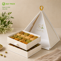 Boîte à dessert pyramidale personnalisée de qualité alimentaire, imprimée sur mesure, pour pâtisseries Kunafa, gâteaux, plateaux de pâtisserie, emballage pour boulangeries et traiteurs