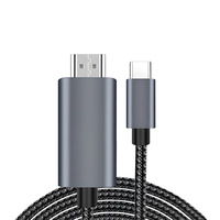 Câble Type C vers HDTV 1,8 m en alliage d'aluminium 4K 30Hz 60Hz, fil tressé en option pour ordinateur portable, téléphone, tablette