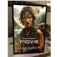 Cadres de poster de film rétroéclairés par LED noirs de 16*24/18*24/24*36/27*40 pouces, cadre à encliquetage mural, boîte à lumière en aluminium