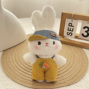 Muñeco de Conejito Blanco Intercambiable, <span class=keywords><strong>Peluche</strong></span> de Conejo Suave y Adorable, Llavero Colgante, Regalo para Mejor Amiga - Product Image 1