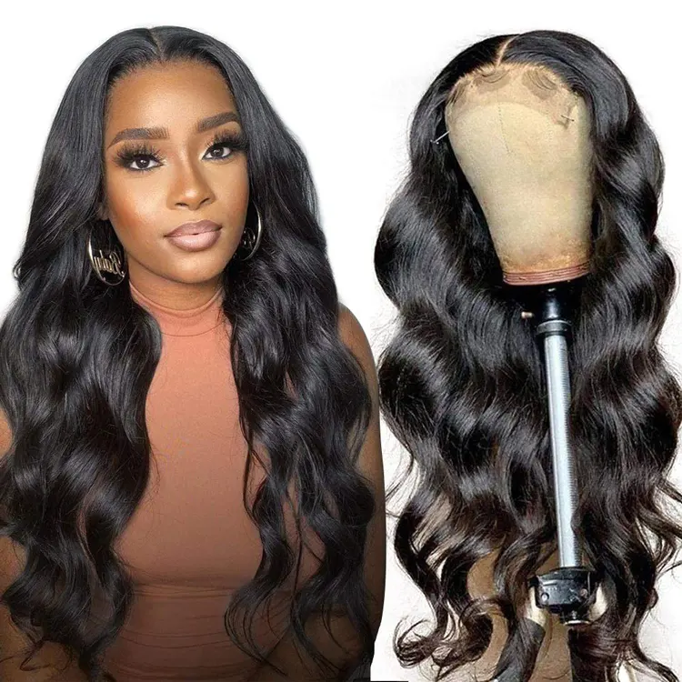 Fashion women hair body wave natural mink virgin Brazilian human hair transparent hd lace closure wigs cheap wholesale vendors