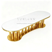 Tables de banquet ovales de luxe modernes en acier inoxydable doré pour mariages, fêtes et hôtels