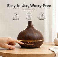 Humidificateur d'aromathérapie Faner à grain de bois, USB, 400 ml, style vase, brume fine, 36 dB, pour usage domestique et commercial, fonction de minuterie