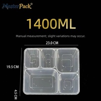 Boîte à lunch rectangulaire jetable en PP à 5 compartiments pour hamburger, restauration rapide à emporter avec options multi-capacités