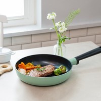 Usine directe moderne 24cm revêtement en céramique antiadhésif poêle ensemble avec couvercle en verre pour la cuisine à domicile cuisson sans danger pour l'utilisation