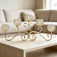 Candélabre en métal doré à 5 bras de style européen, porte-bougie personnalisé pour mariage, décoration intérieure de bureau, vente en gros directe d'usine