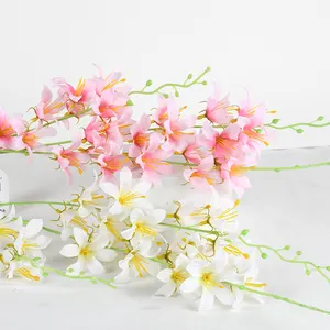 Yapay çiçekler üç çatal çiçek malzeme simülasyon küçük zambak düğün ev dekorasyon plastik çiçek