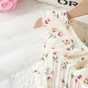 Ropa para Niños de 4 a 8 Años, Vestido de Flores sin Mangas con Cuello de Volantes y Encaje, Estilo Moderno para Niñas Pequeñas, de Fábrica - Product Image 4