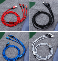 Kabel Data USB C Tipe C 3 in 1 Premium Berkualitas Tinggi dengan Jalinan Nilon, Kabel Pengisian Cepat 3A untuk Pengisi Daya iPhone Tipe C Android