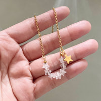 Collier pendentif étoile en pierre naturelle fait main style bohème, chaîne en acier inoxydable plaqué or 18 carats, vente en gros